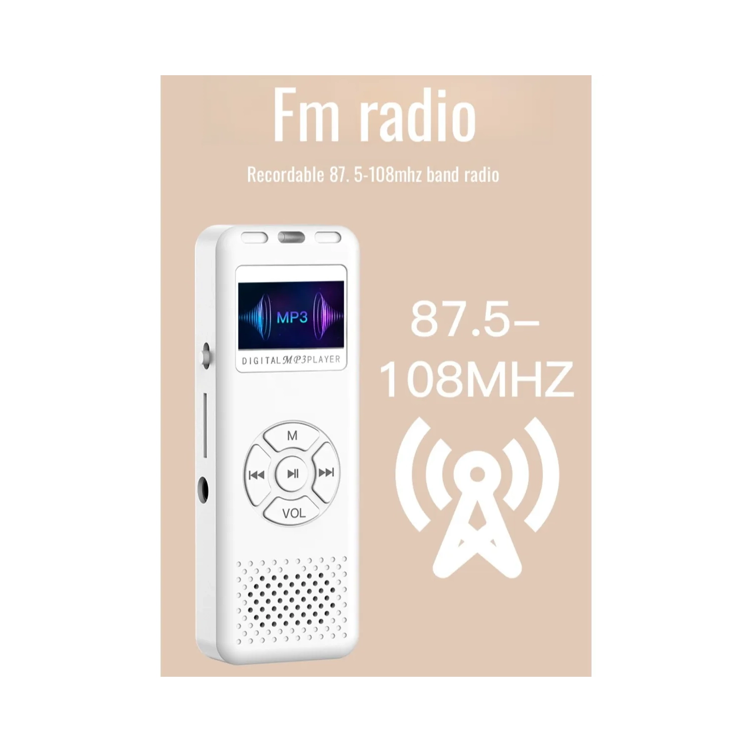 [16&nbsp;Go] Lecteur MP3 portatif avec son haute fidélité, radio FM, fonction d'enregistrement, lecteur de livres numériques - batterie 200&nbsp;mAh,