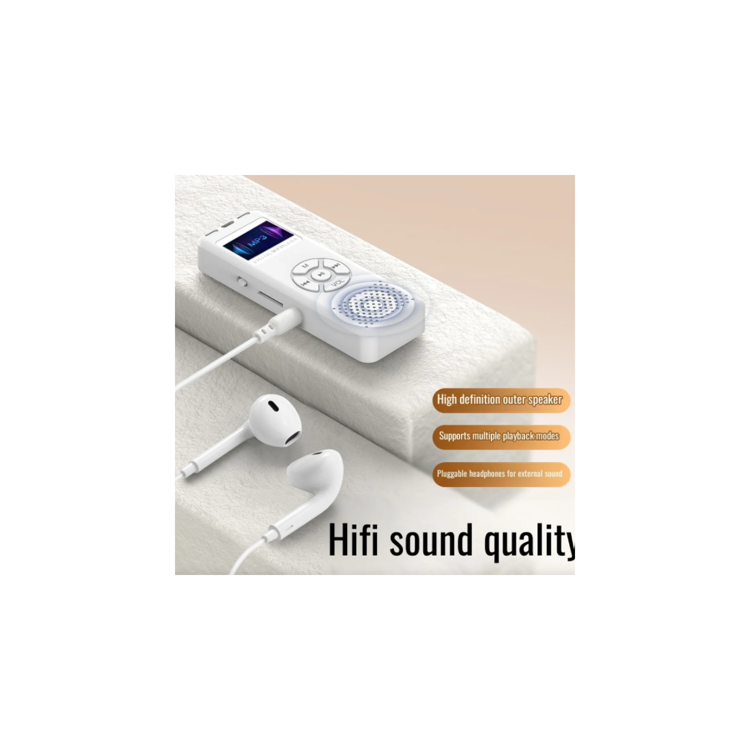 [64&nbsp;Go] Lecteur MP3 portatif avec son haute fidélité, radio FM, fonction d'enregistrement, lecteur de livres numériques - batterie 200&nbsp;mAh,