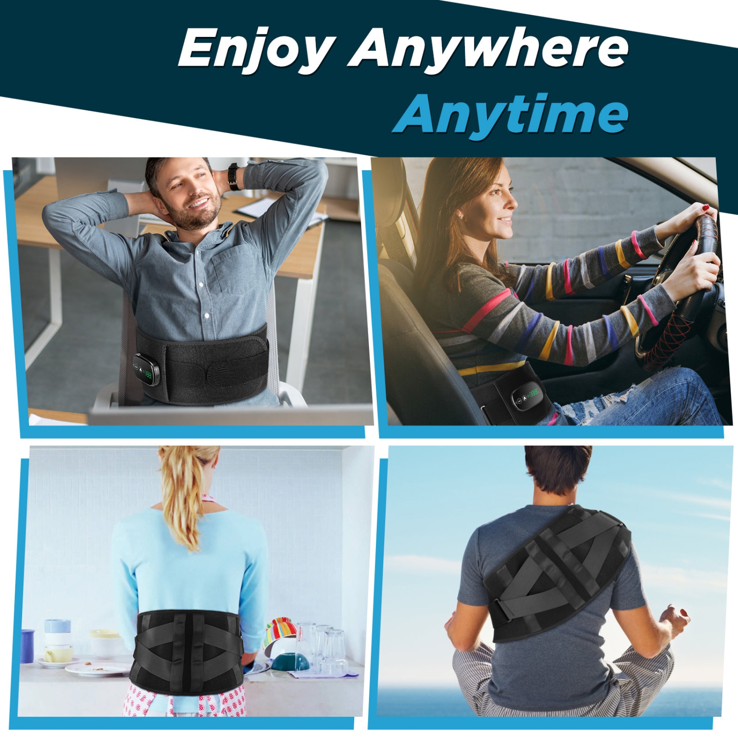 Red Light Therapy Belt for Body, Cordless Infrared Light Therapy Belt with Heating Vibration Massage, Portable Lower Back Massager for Back Shoulder