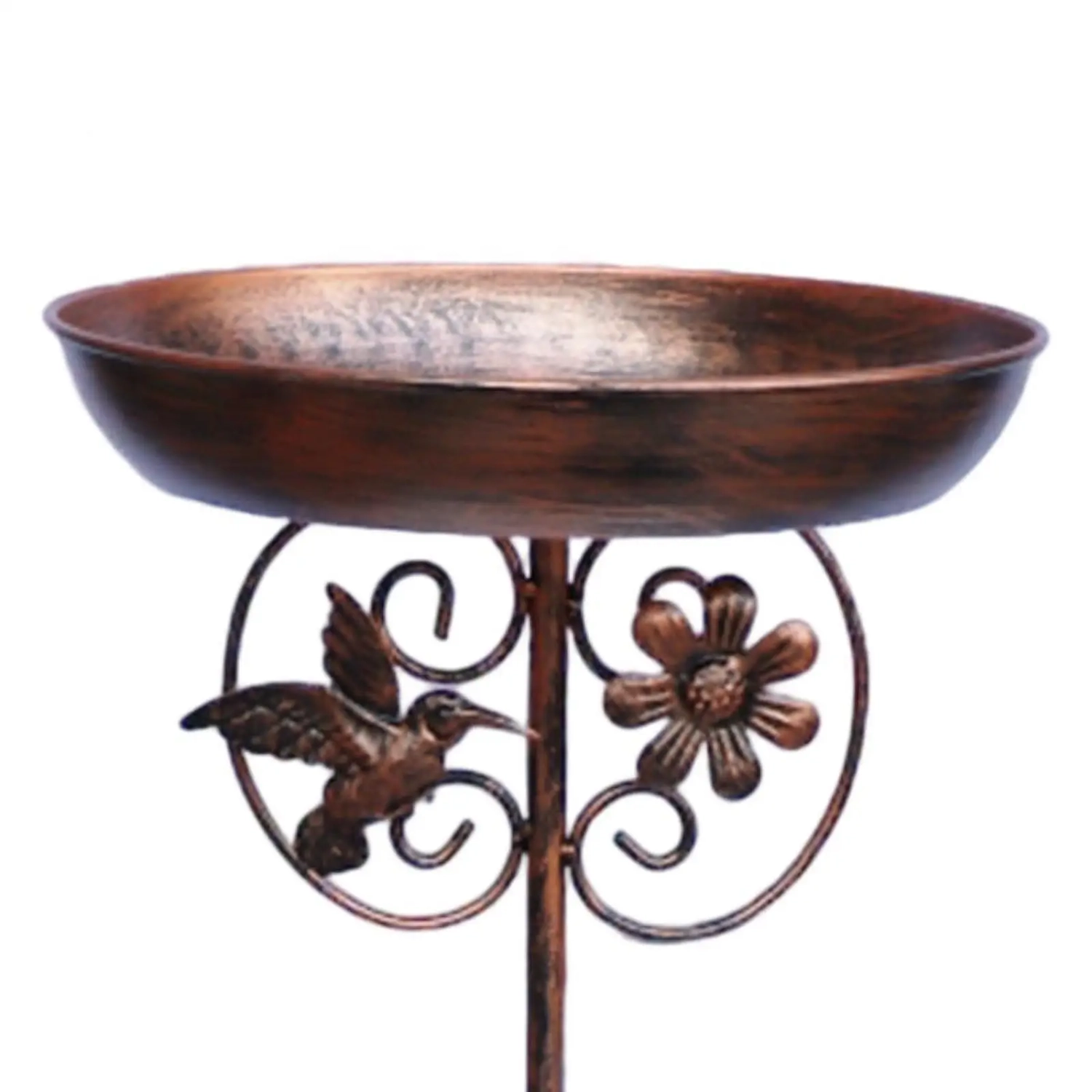 Metal Outdoor Bird Bath Tub & Feeder Combo with 5-Paw Base Post, Sunflower Design - No Fountain, Weather-Resistant Garden Decor for Courtyard, Patio,