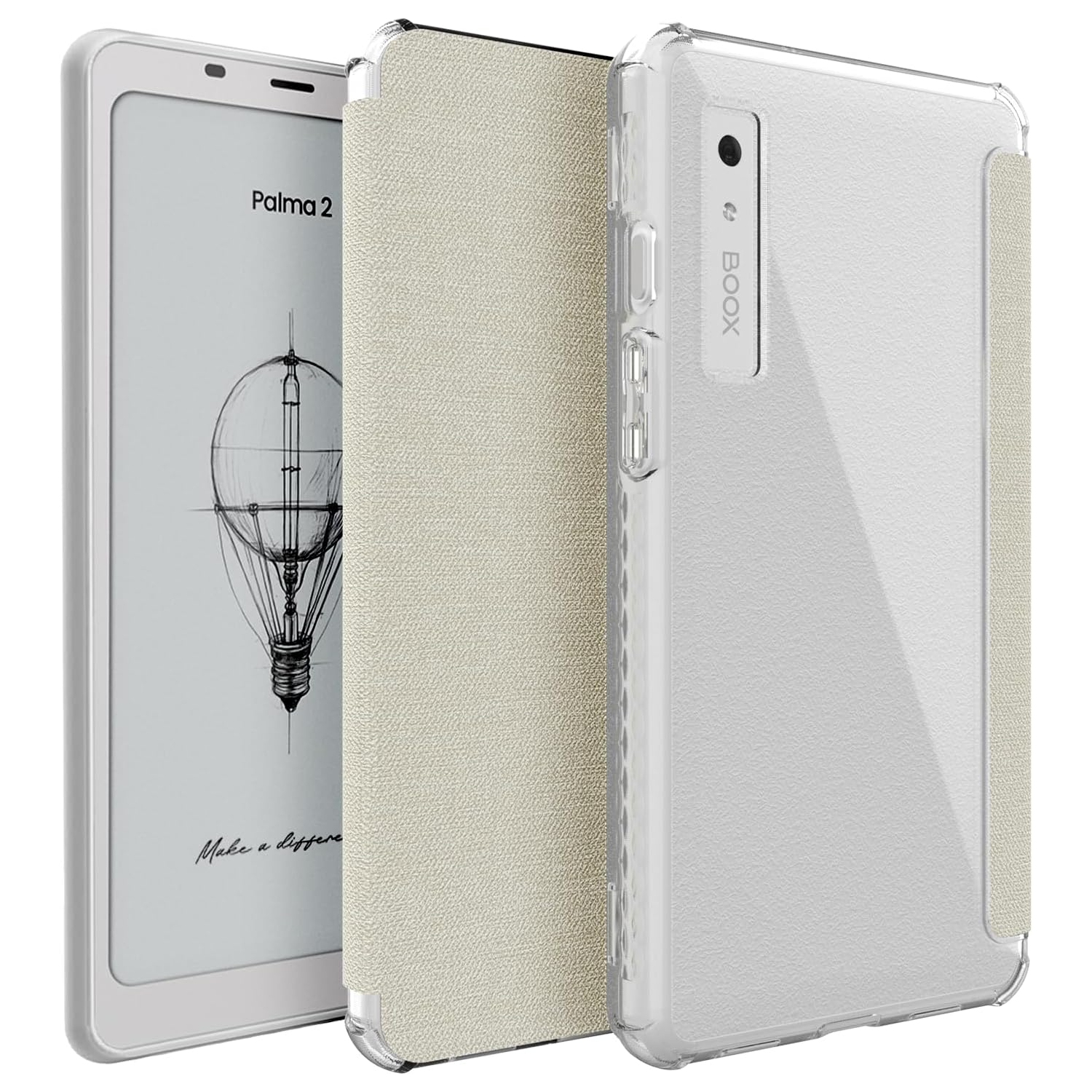 TUDIA SKN FLIP V2 Designed for Onyx Boox Palma 2 Case - [Enhanced Auto Wake/Sleep Technology] Shockproof Slim Transparent TPU Back with Textured