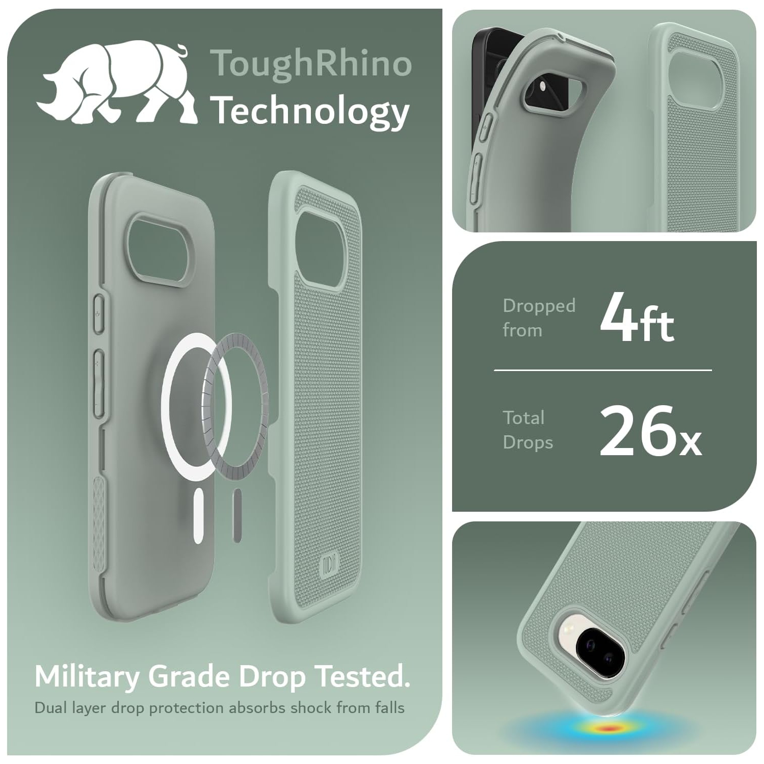 MergeGrip de TUDIA pour étui 2025 MagSafe pour Pixel 9a de Google - Lys verts