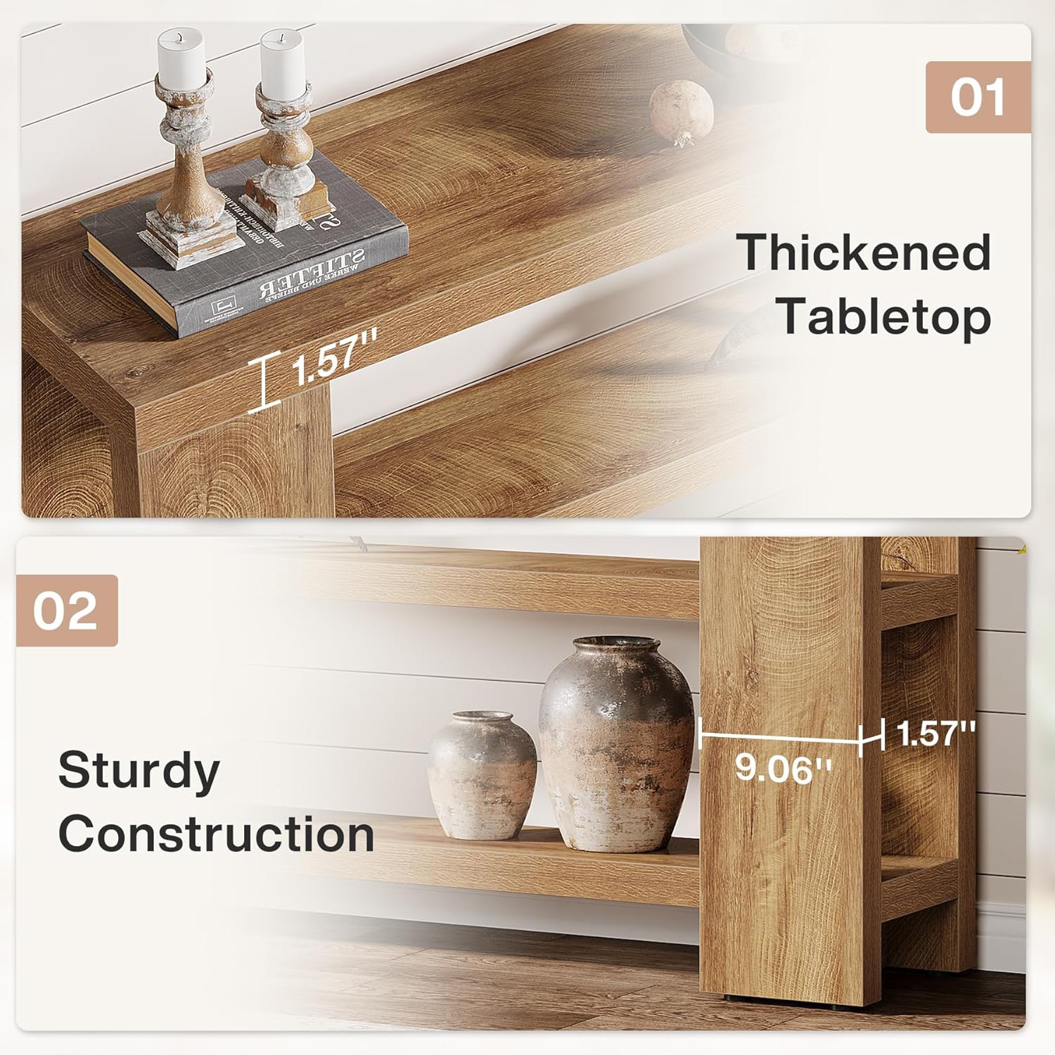 Tribesigns 70.9-Inch Extra Long Console Table, Narrow Wooden Sofa Table, Farmhouse 3-Tier Entry Foyer Table