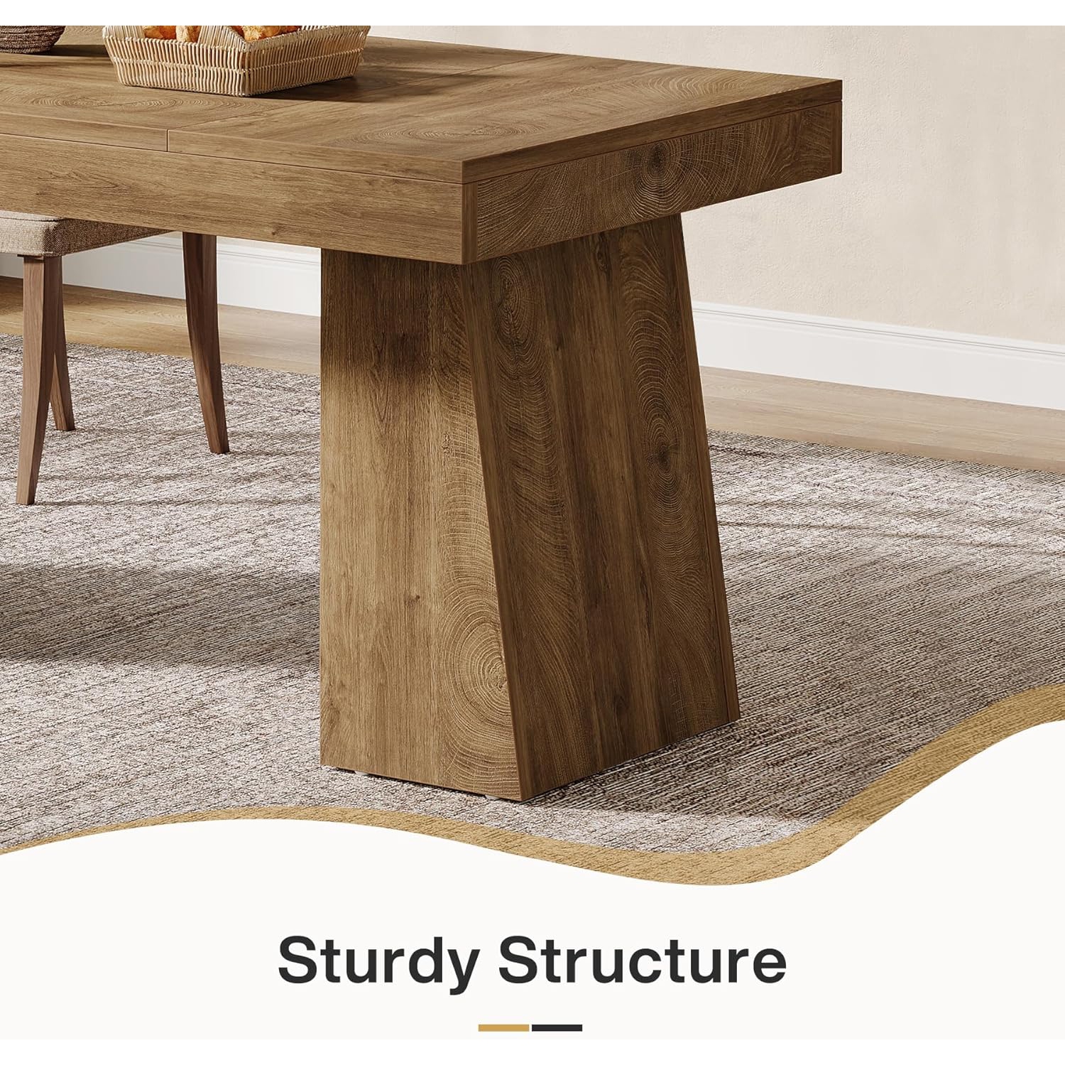 Tribesigns 55-Inch Dining Table for 4-6, Rectangular Dining Room Table with Sturdy Legs, Wood Kitchen Dinner Table