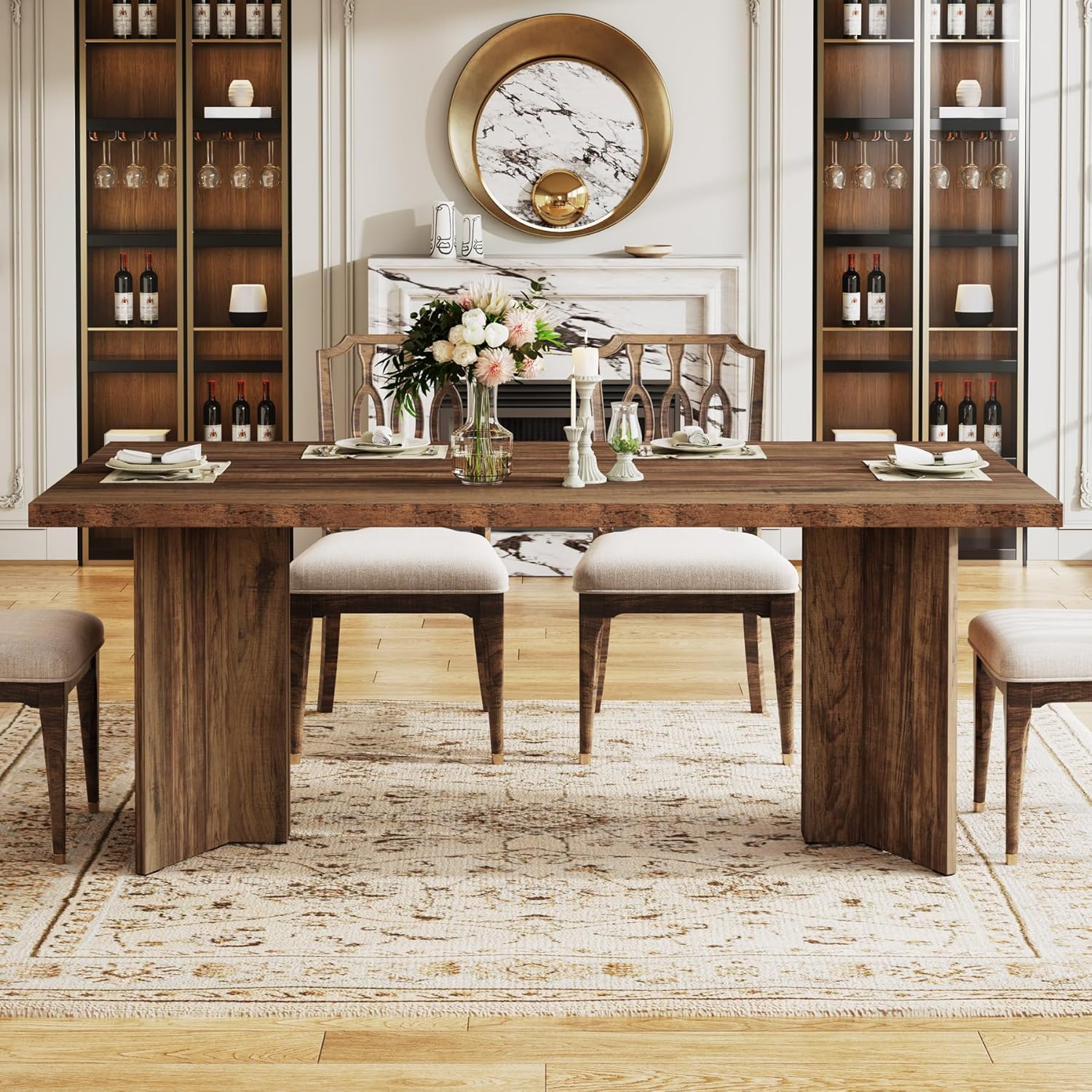 Tribesigns 63-inch Dining Table, Rustic Farmhouse Style with Large ...