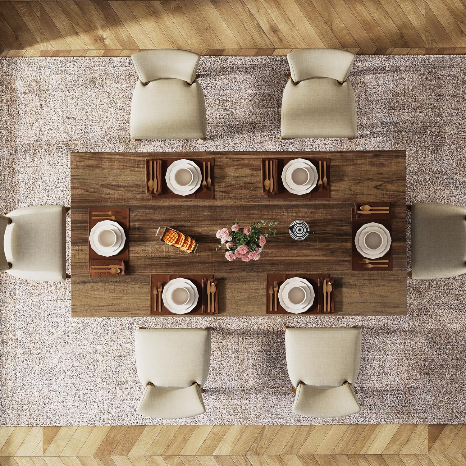 Tribesigns 63-inch Dining Table, Rustic Farmhouse Style with Large ...