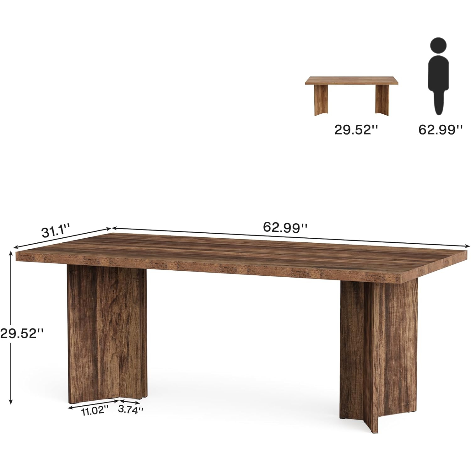 Tribesigns 63-inch Executive Desk, Vintage Office Computer Desk with Large Tabletop