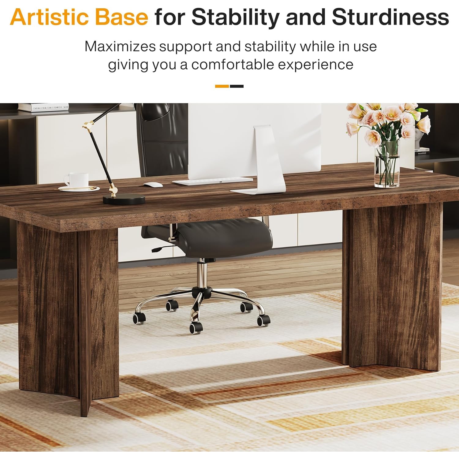 Tribesigns 63-inch Executive Desk, Vintage Office Computer Desk with Large Tabletop