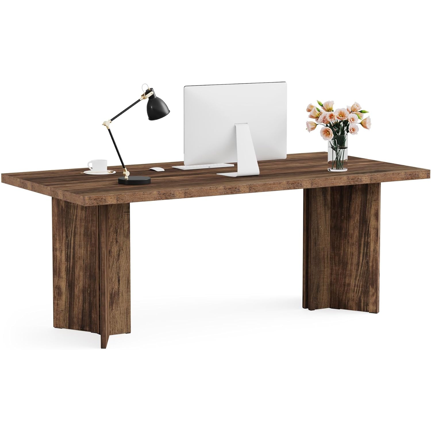 Tribesigns 63-inch Executive Desk, Vintage Office Computer Desk with Large Tabletop