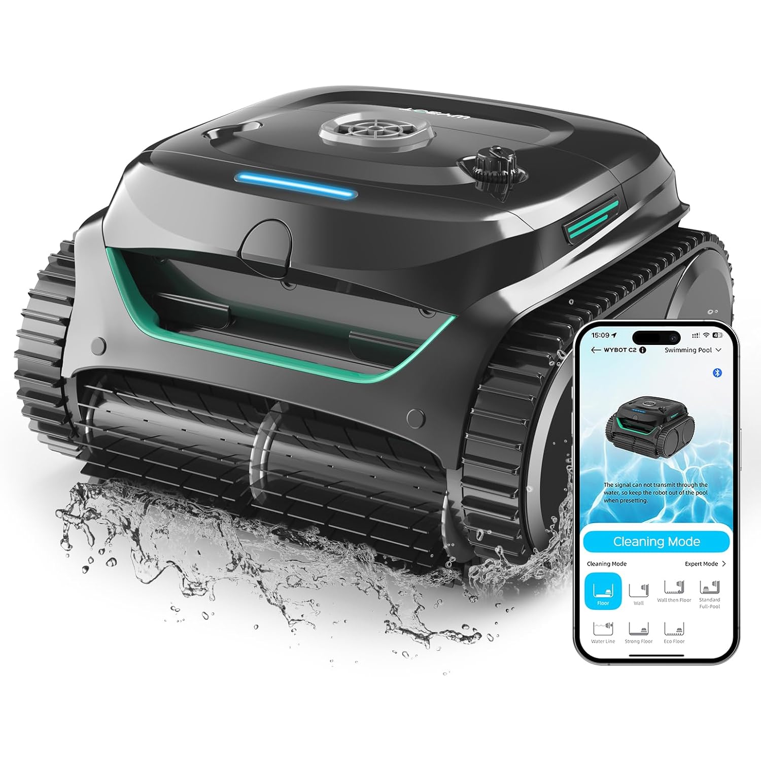 (2025 New) WYBOT C2 Inground Pool Vacuum Robot, Wall & Waterline Cleaning, Ultra-Fine Filtration, Cordless Robotic Pool Cleaner wtih Triple Motor