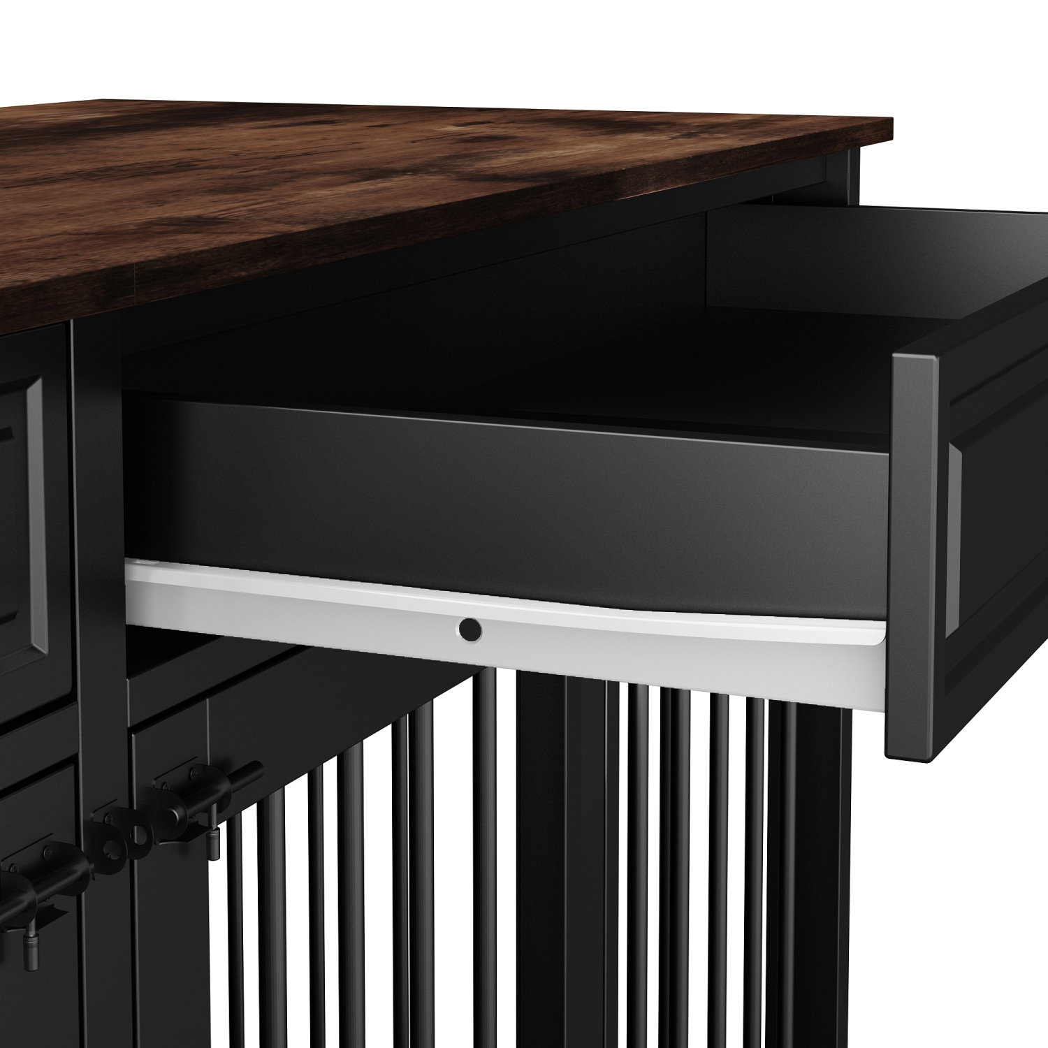 Famapy Rustic Wooden Indoor Dog Crate Furniture – Multi-Functional Large Pet House with Lockable Doors, Storage Top, and Ventilation – Stylish Dog