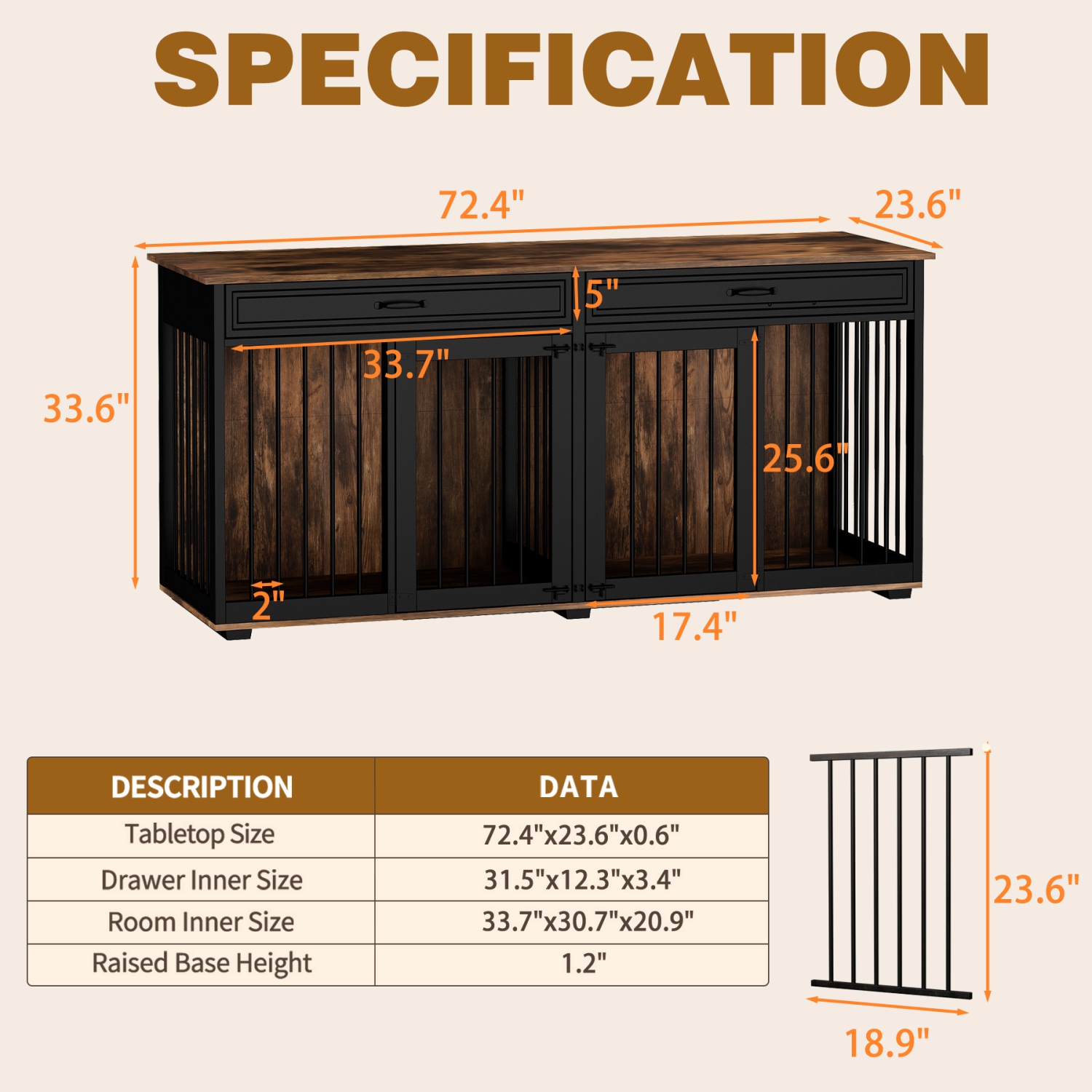 Famapy Rustic Wooden Indoor Dog Crate Furniture – Multi-Functional Large Pet House with Lockable Doors, Storage Top, and Ventilation – Stylish Dog