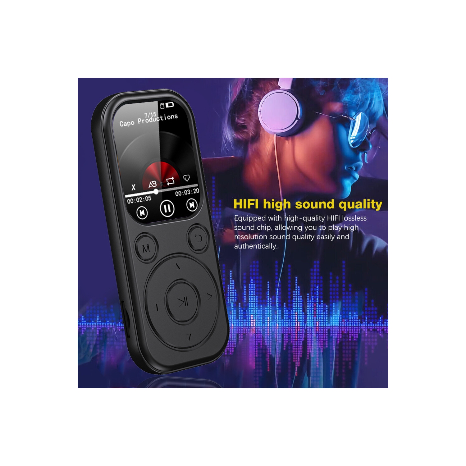 64GB MP3 Player with Bluetooth 5.4,Portable Music Player with Built in Speaker,HiFi Sound,FM Radio,Recorder,E-Book,MP3 Player with 3.5mm Headphone