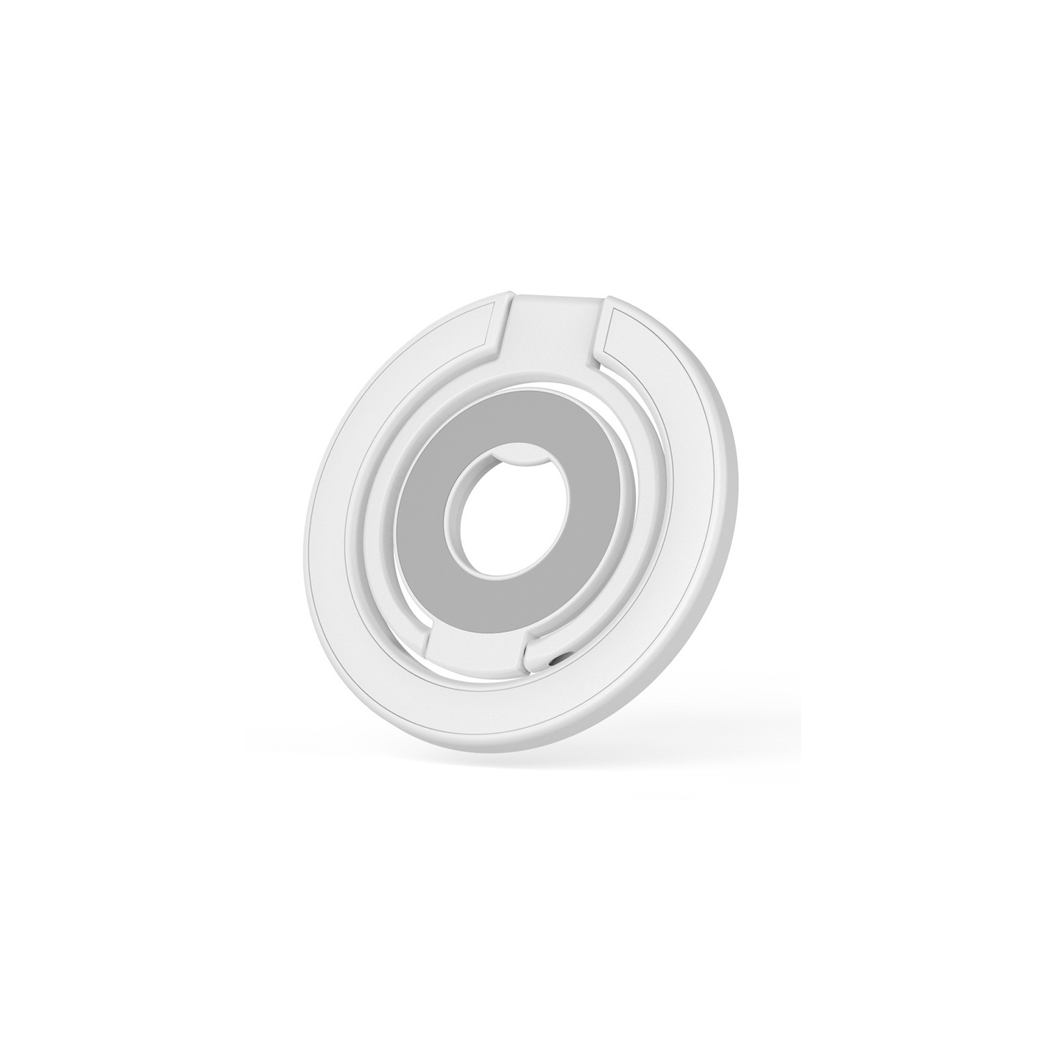 Magsafe double-sided magnetic mobile phone holder metal desktop holder alloy material thin shape, 360 degree rotating finger grip - white