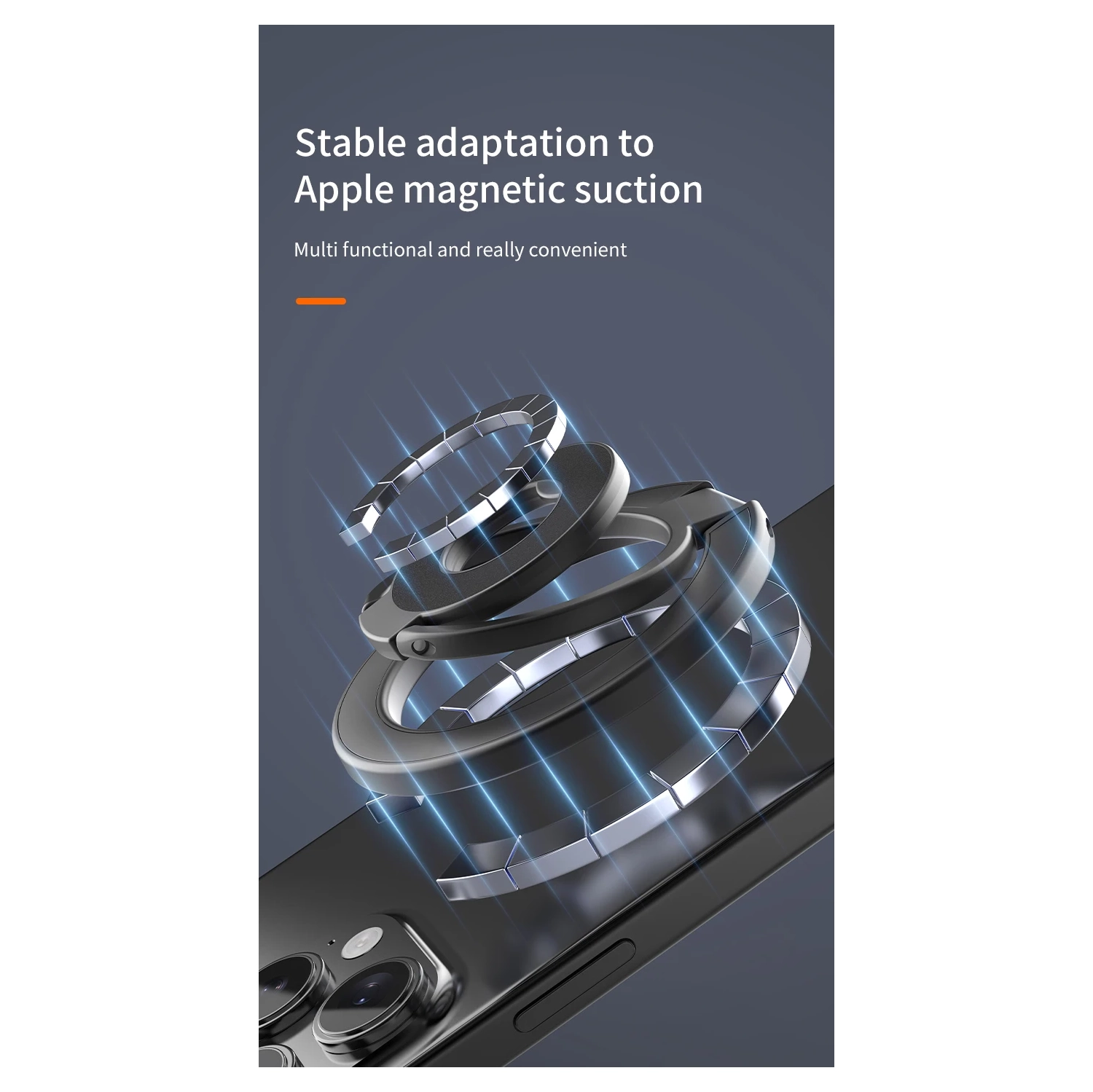 Magsafe double-sided magnetic mobile phone holder metal desktop holder alloy material thin shape, 360 degree rotating finger grip - white