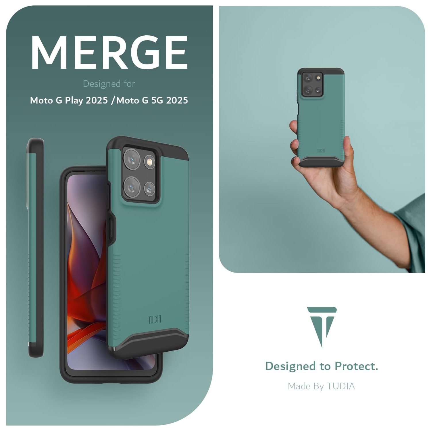 TUDIA Merge for Moto G 5G 2025 Case/Moto G Play 5G 2025 Case - Hunter Green