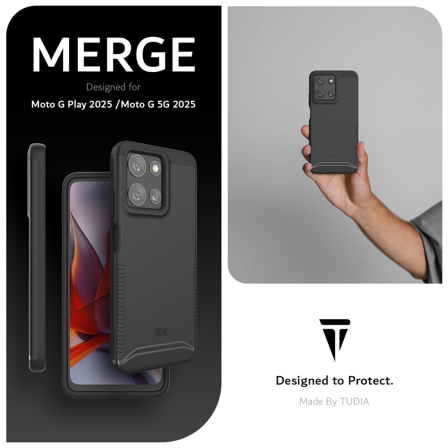 TUDIA Merge for Moto G 5G 2025 Case/Moto G Play 5G 2025 Case - Black