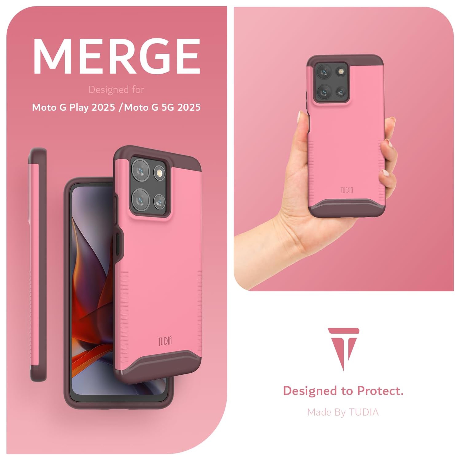 TUDIA Merge for Moto G 5G 2025 Case/Moto G Play 5G 2025 Case - Smokey Pink