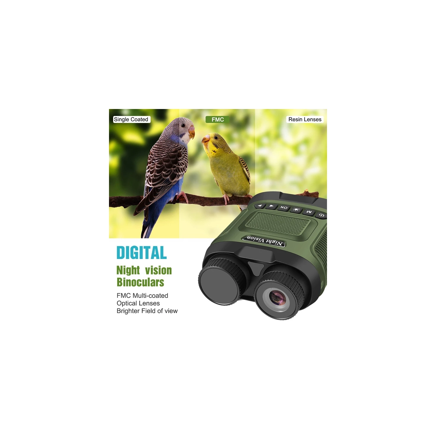 High-definition and high-power digital infrared night vision device, outdoor binocular imaging telescope, infrared night vision full-color imager -