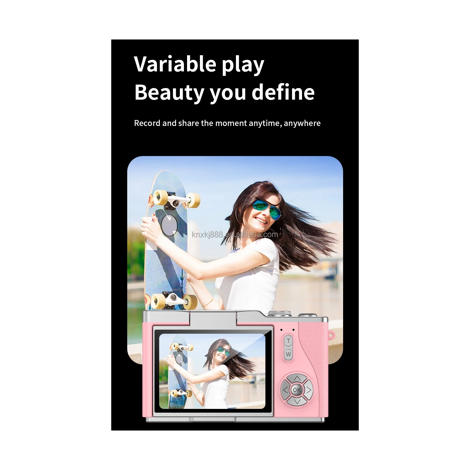 New LK007 high-pixel dual-camera selfie retro digital camera for students on campus with built-in LED lights, yellow [32G + card reader + Android