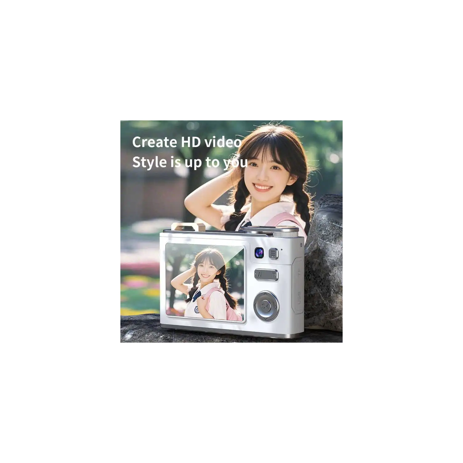 HD dual-camera selfie VLOG retro camera student campus entry ccd quicksand pocket mini digital camera-green + 32GB + card reader + Android adapter