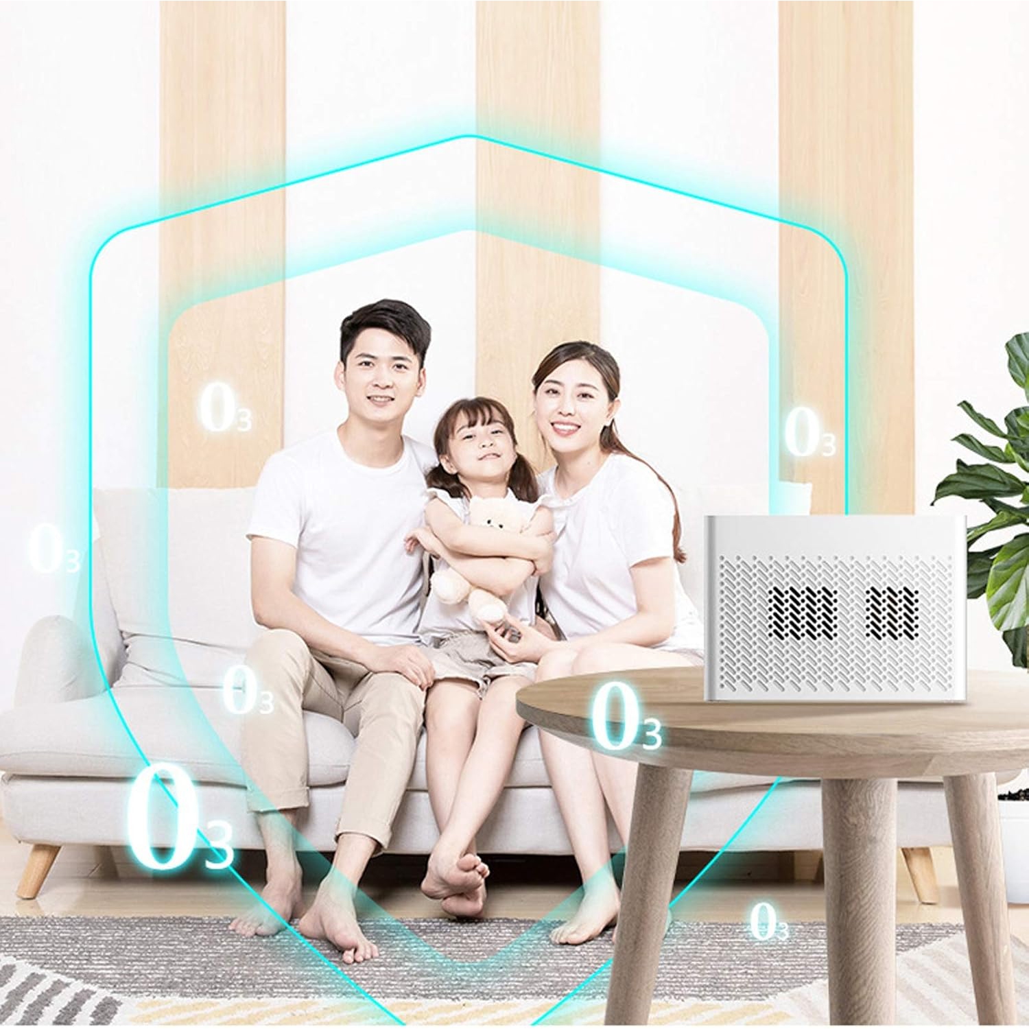 Home Ozone Air Purifier with Negative Ion Generator - Kills 99.94% of Bacteria, Removes Odors/Mold/Allergens, USB Powered, Suitable for Small Spaces