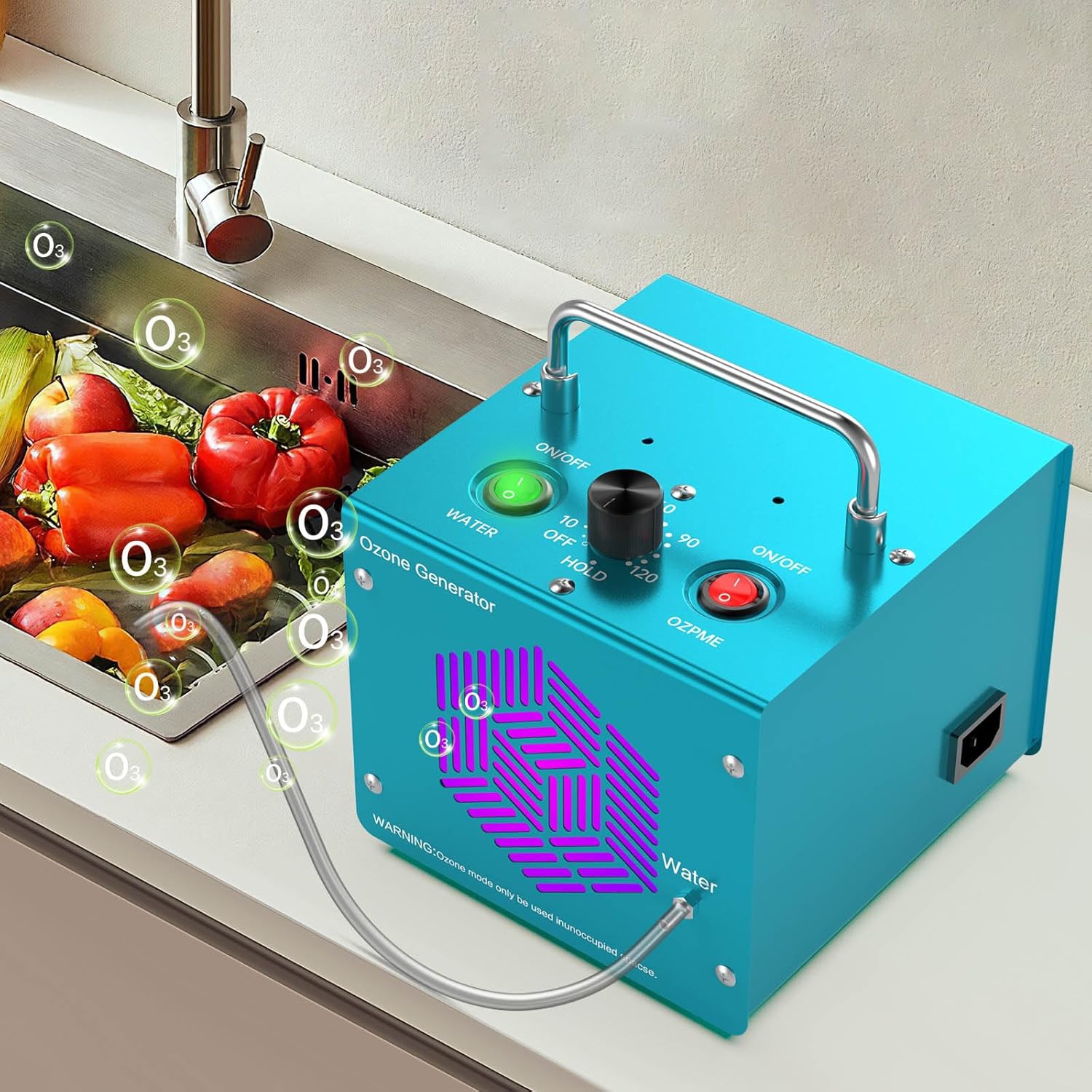 30G/H Ozone Generator Air Purifier – 130W Powerful Deodorization, 99% Virus Disinfection, 120 Minute Timer, 38dB Ultra Quiet, Suitable for Home, Pet