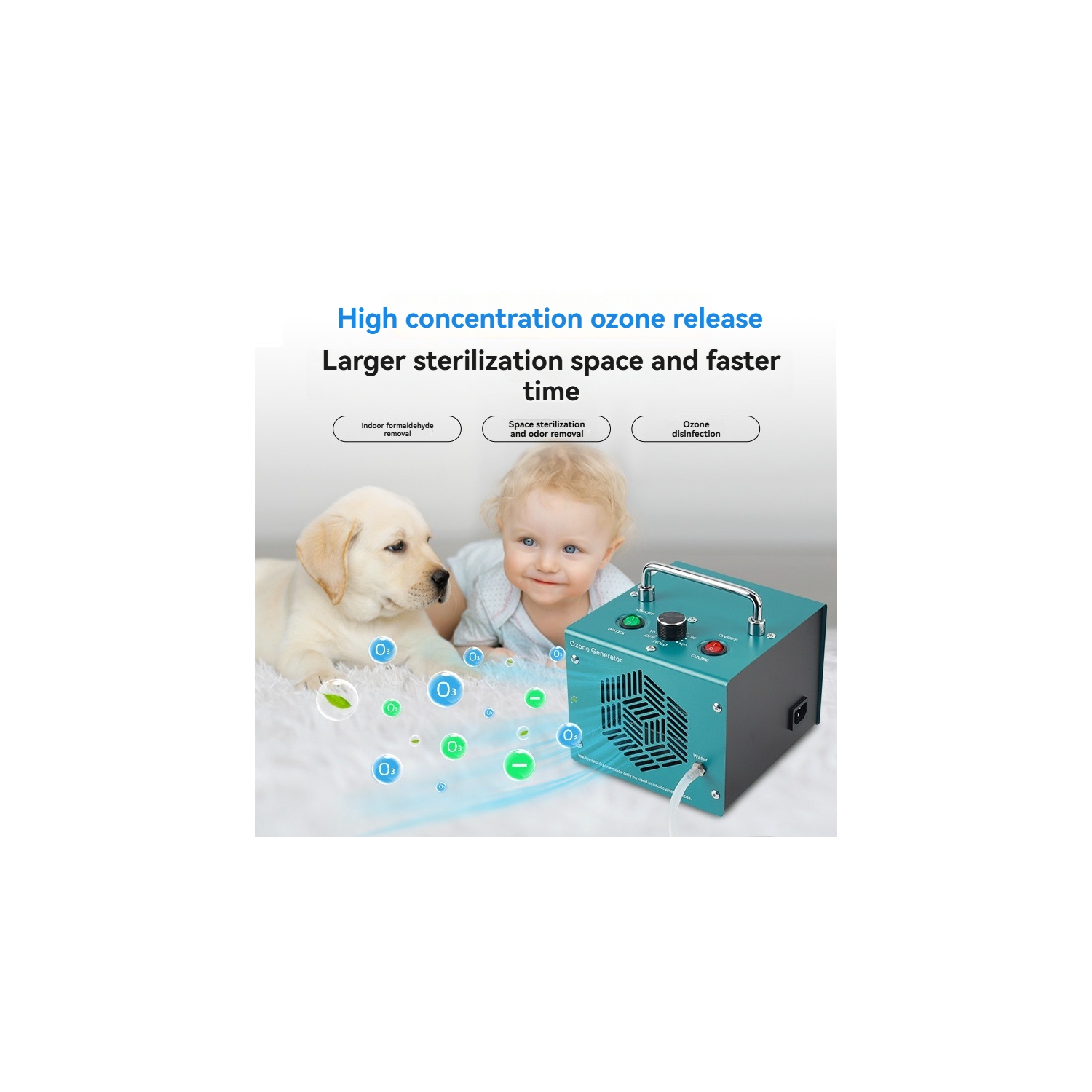 30G/H Ozone Generator Air Purifier – 130W Powerful Deodorization, 99% Virus Disinfection, 120 Minute Timer, 38dB Ultra Quiet, Suitable for Home, Pet