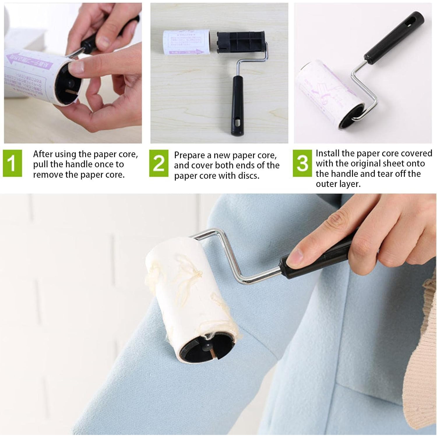 Rouleau à poils d'animaux | Dépilateur de poils de chat mignon rouleau adhésif – Super collant, adapté aux meubles, épilateur portatif pour poils