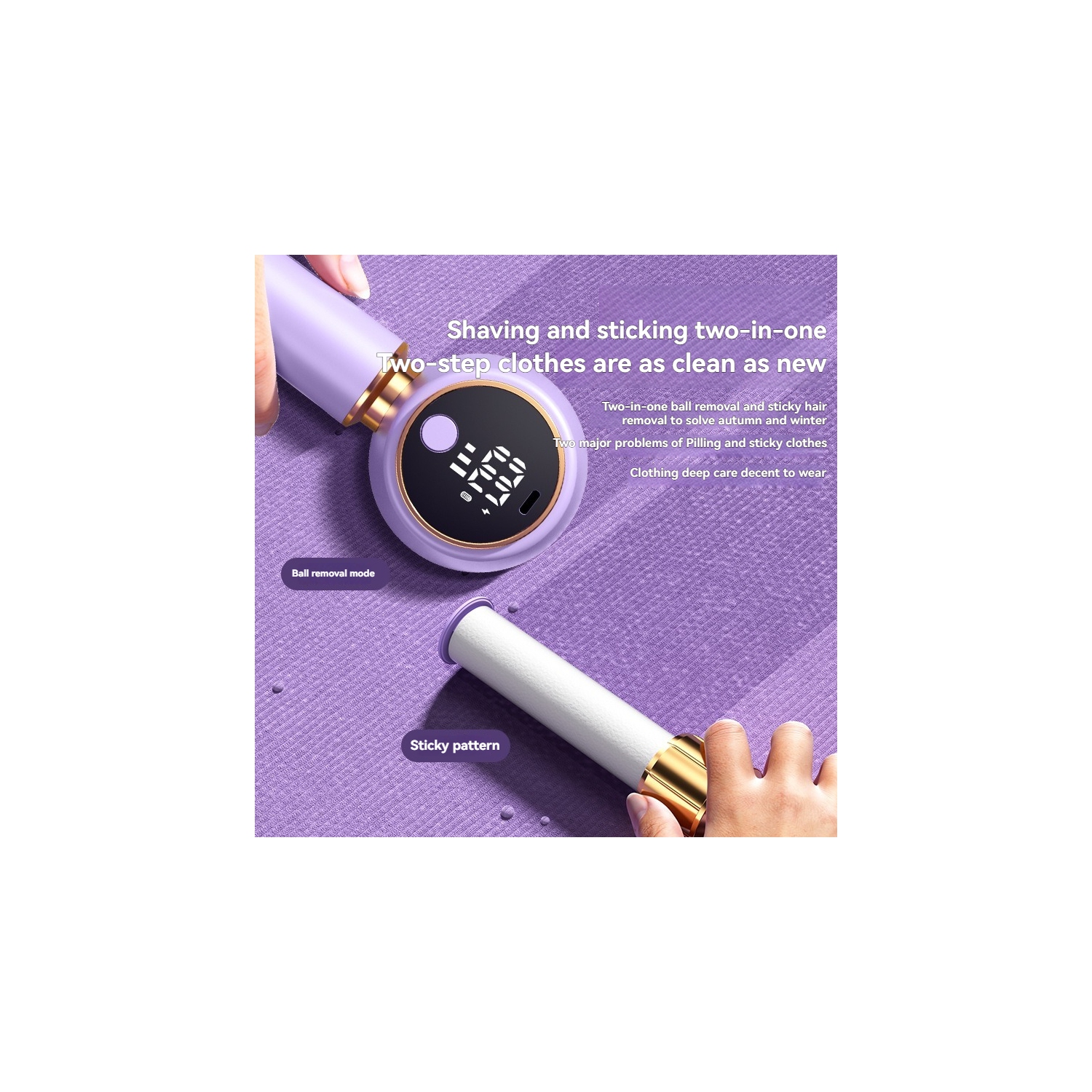 Tondeuse à charpie à écran numérique, décapant les peluches pour vêtements rechargeables, épilateur, épilateur, interface de type C - blanc