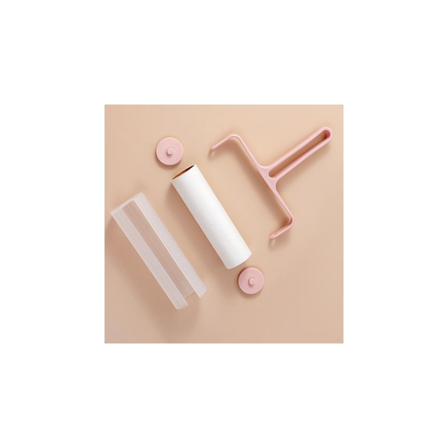 Roller hair remover tear-off type hair roller sticky dust paper roller brush sticky hair brush pet hair removal brush - pink + 5 rolls of paper