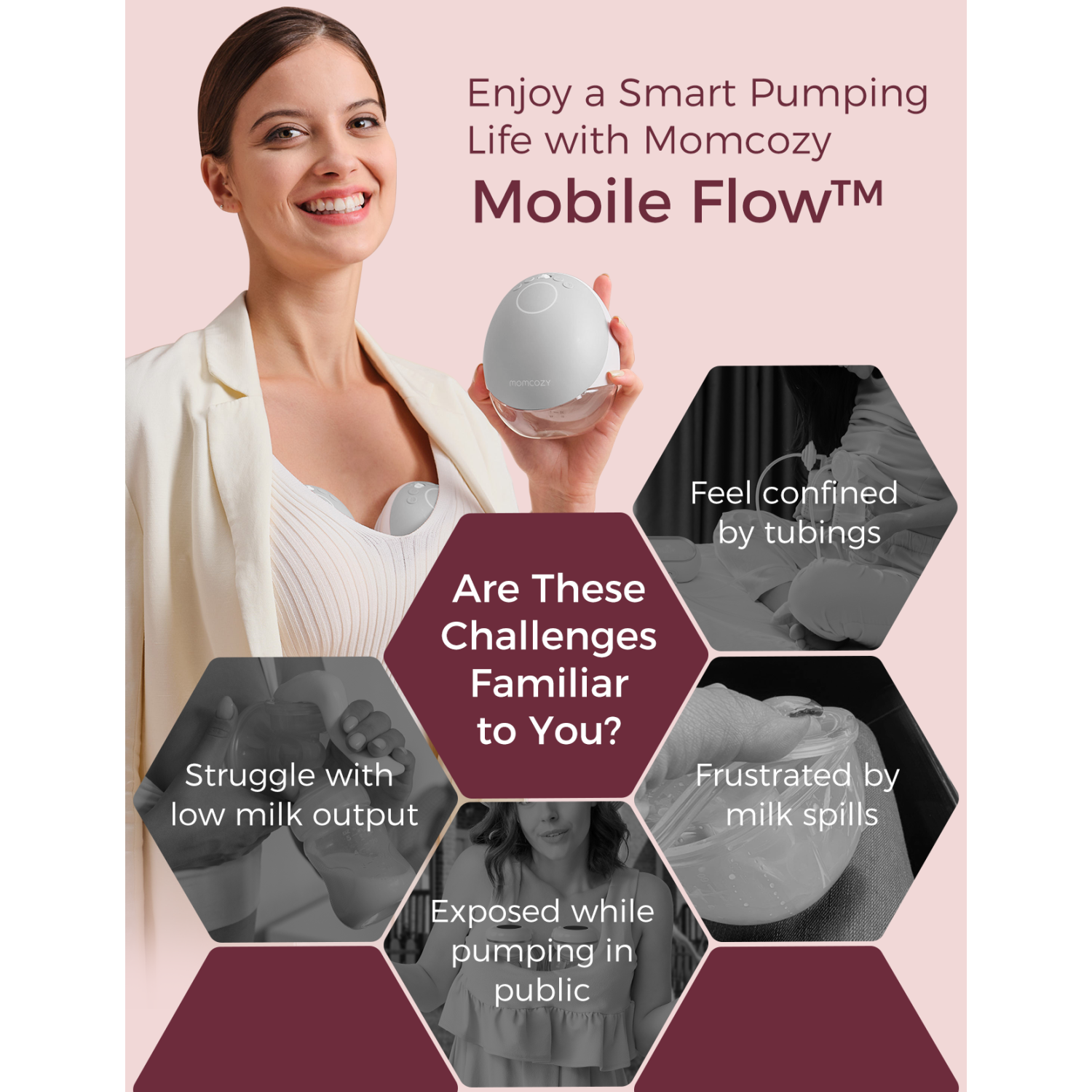 Tire-lait Momcozy : débit mobile amélioré mains libres | M9, commande discrète par application avec modes multiples personnalisés et 15 niveaux,