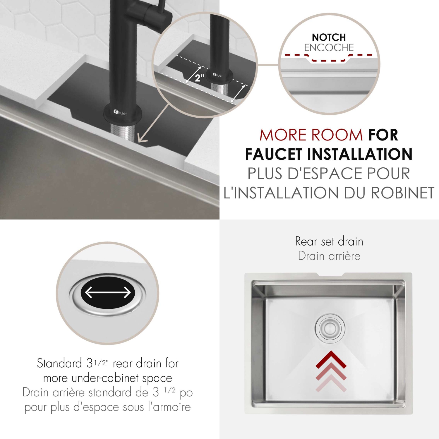 STYLISH Undermount 22 inch Stainless Steel Single Bowl Workstation Kitchen Sink with Black Cutting Board