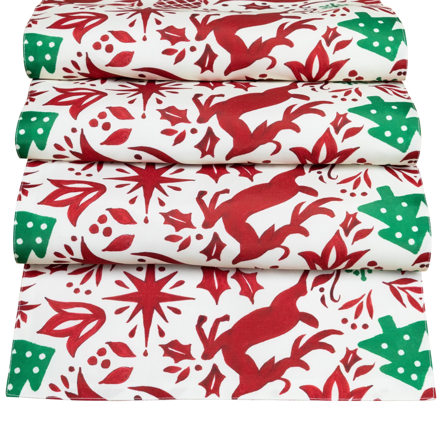 Chemin de table de Noël rectangulaire renne et tourterelles - 72 po