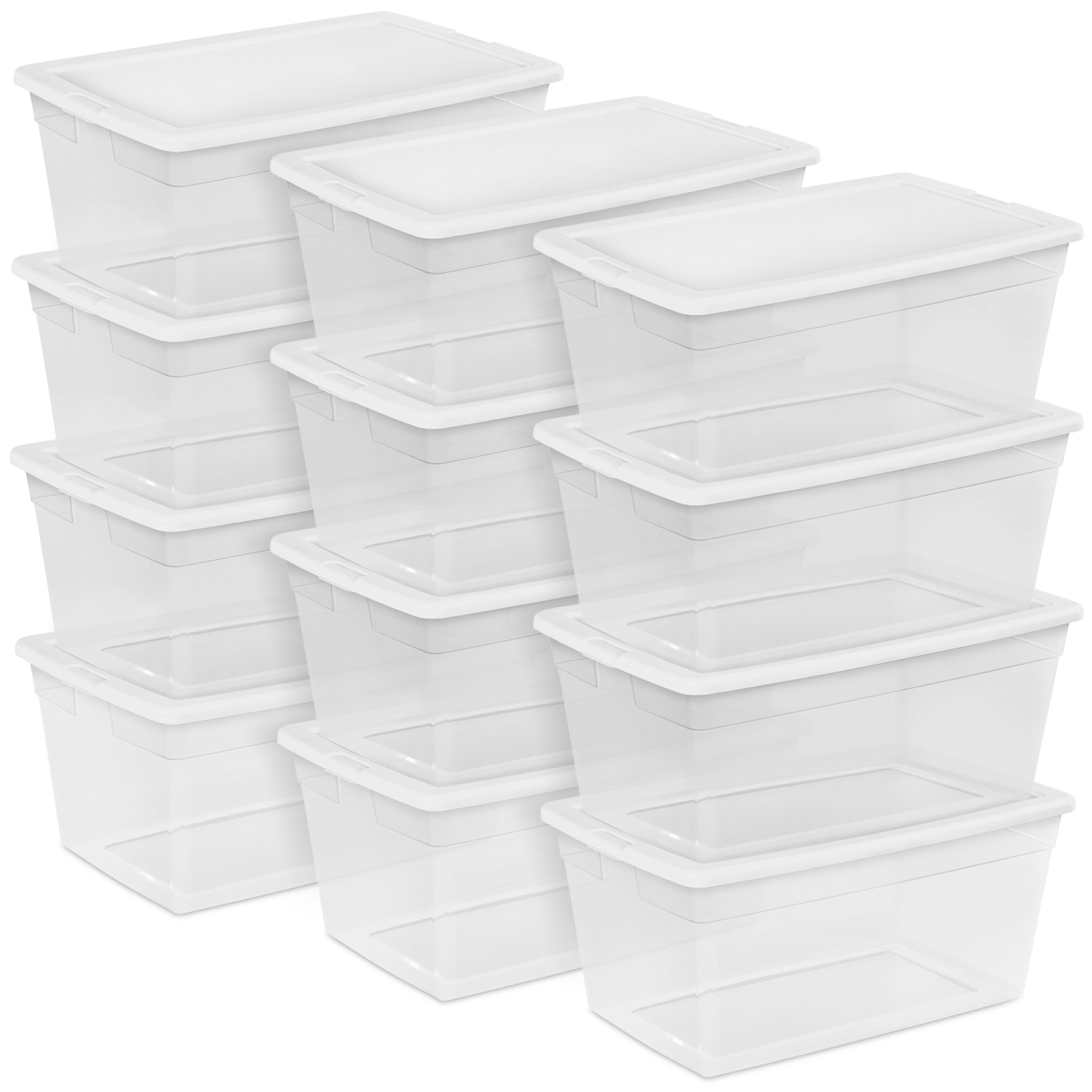 Sterilite 90 Quart Storage Box Container with Clear Base & White Lid,