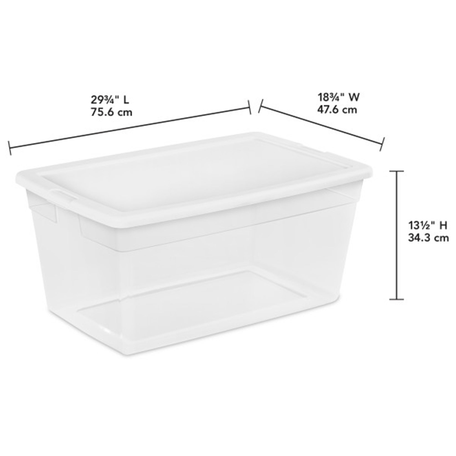 Sterilite 90 Quart Storage Box Container with Clear Base & White Lid,