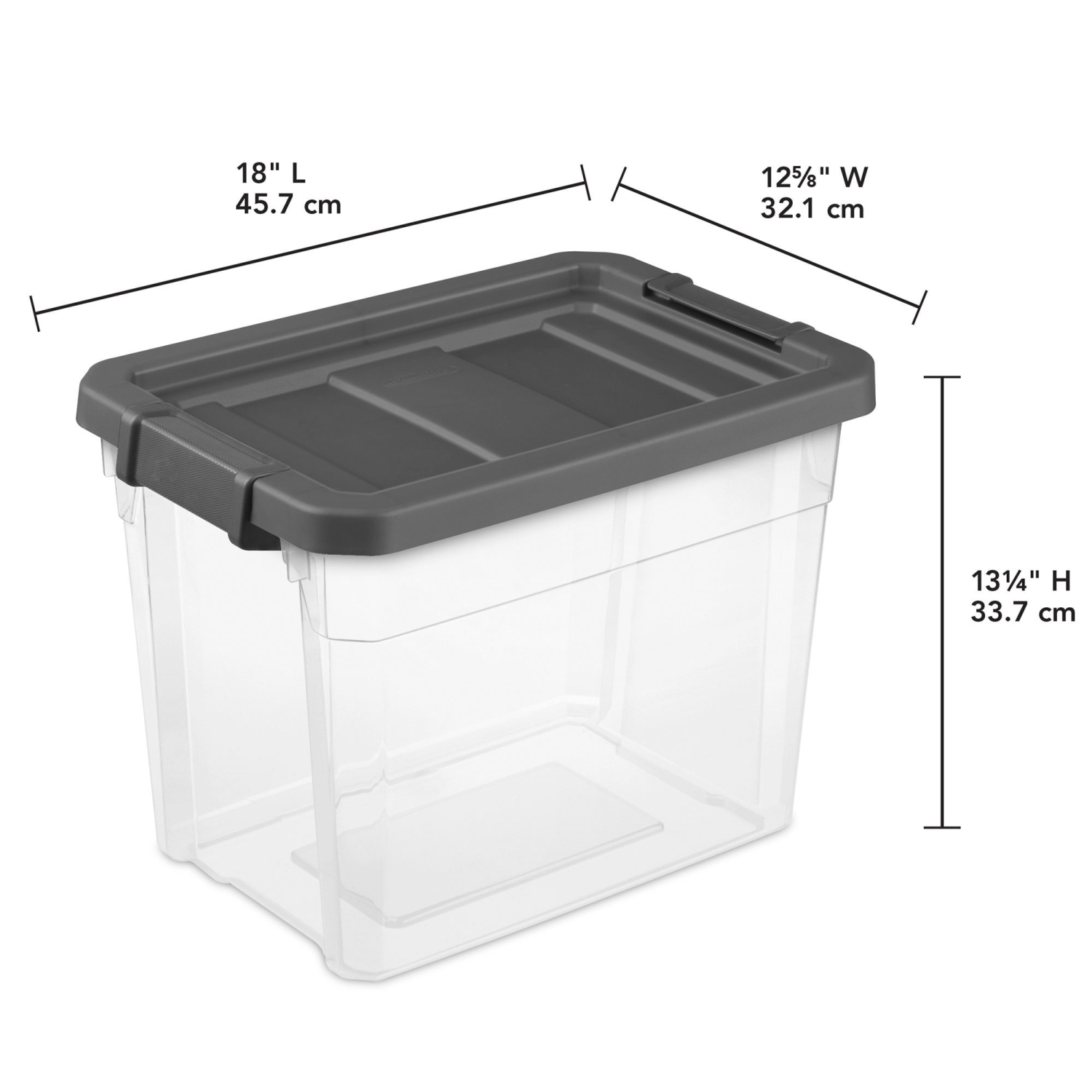 Sterilite 30&nbsp;Qt – Bac de rangement empilable en plastique transparent avec couvercle à loquet gris, paquet de 6