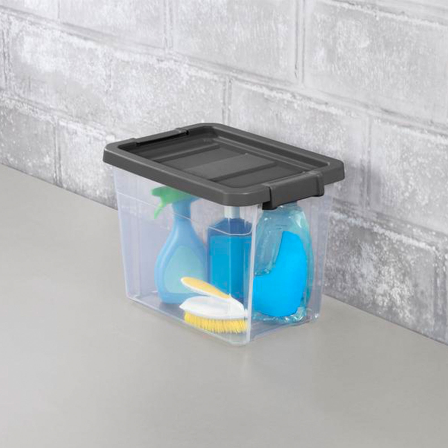 Sterilite 30&nbsp;Qt – Bac de rangement empilable en plastique transparent avec couvercle à loquet gris, paquet de 6