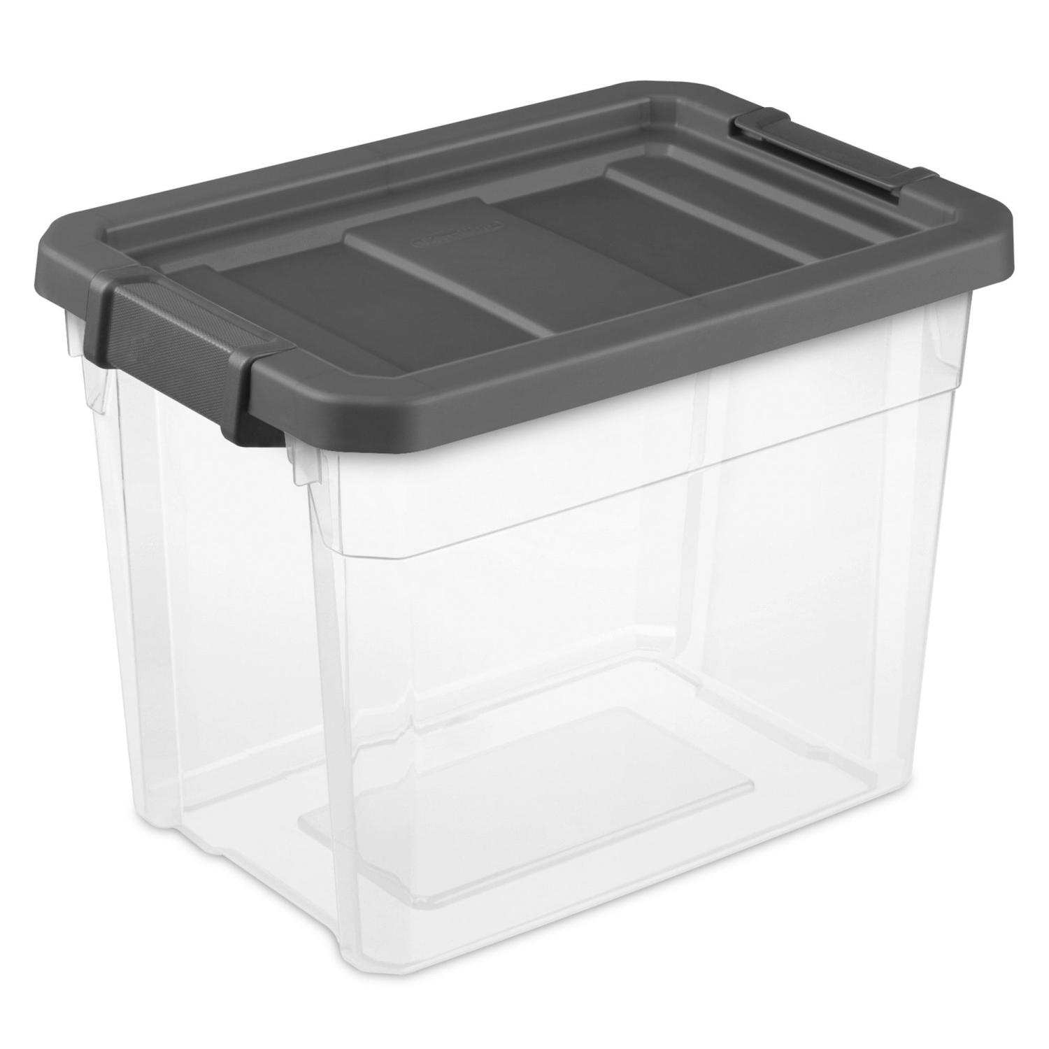 Sterilite 30&nbsp;Qt – Bac de rangement empilable en plastique transparent avec couvercle à loquet gris, paquet de 6