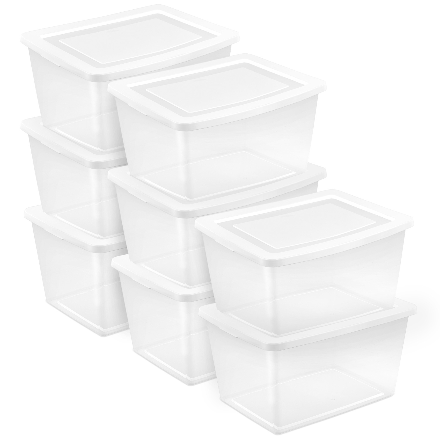 Sterilite 58 Qt Storage Box, Stackable Plastic Container, Home Organizer, 8 Pack