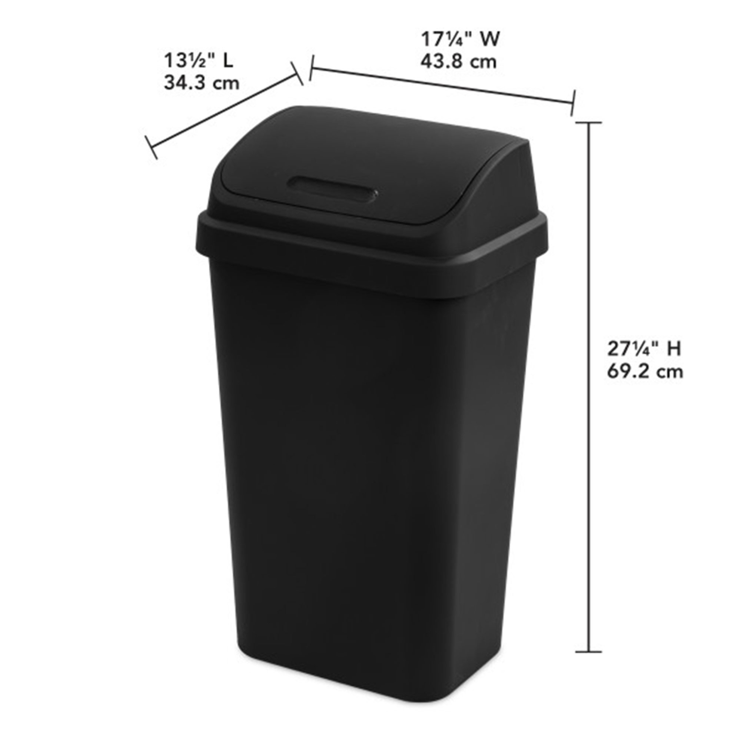 Sterilite – Poubelle de cuisine avec couvercle pivotant, 13 gal, noir