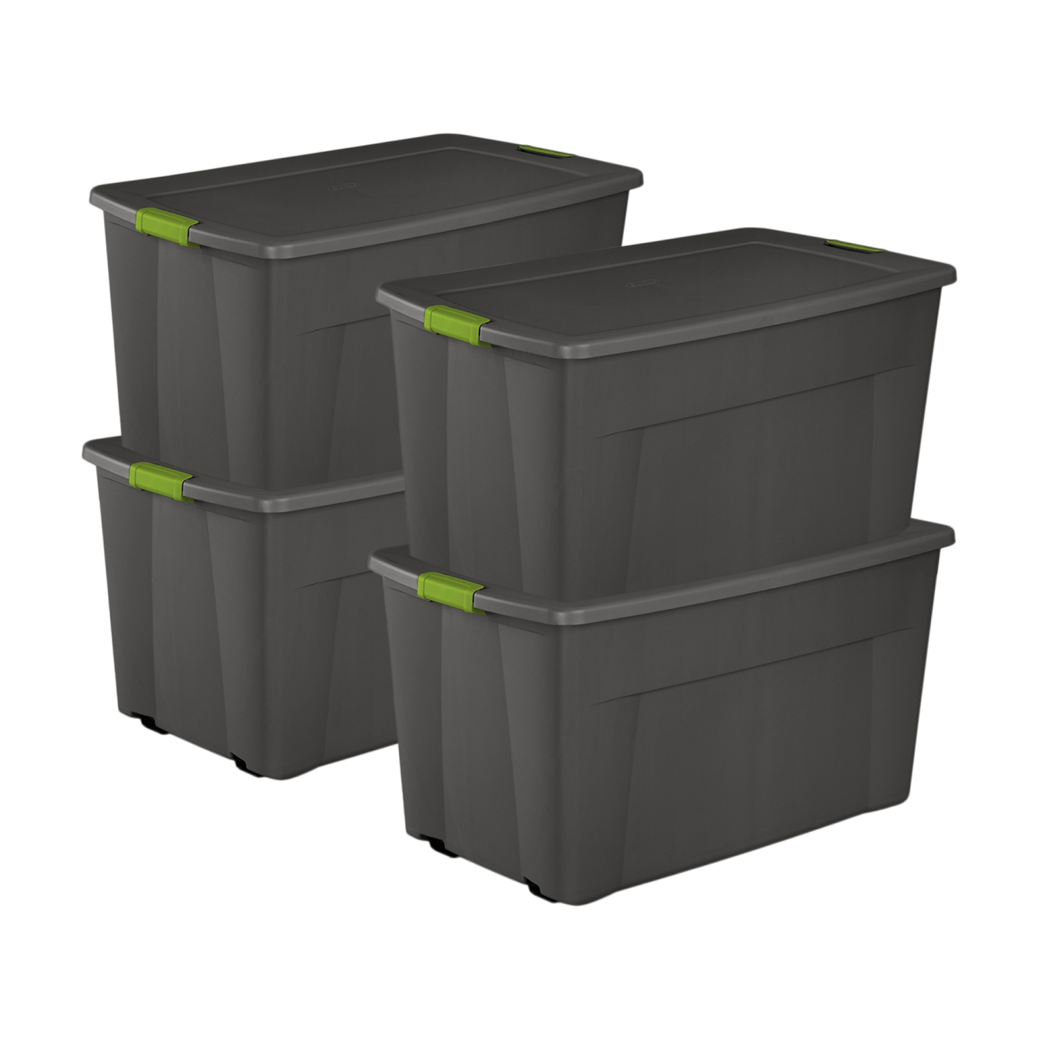 Sterilite Large 45 Gal Wheeled Latching Storage Bin Tote, Gray/Green