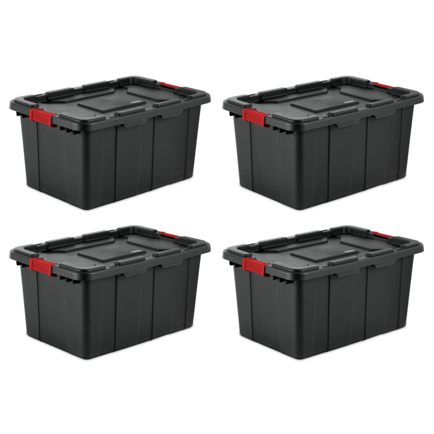 Sterilite – Bac industriel robuste et durable avec loquets rouges, 27 gallons, noir