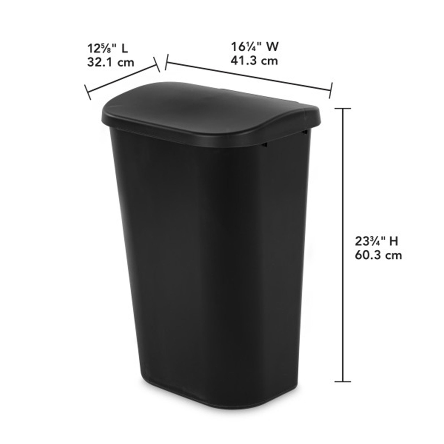 Sterilite – Poubelle de cuisine à couvercle relevable, 11,3 gallons, noir