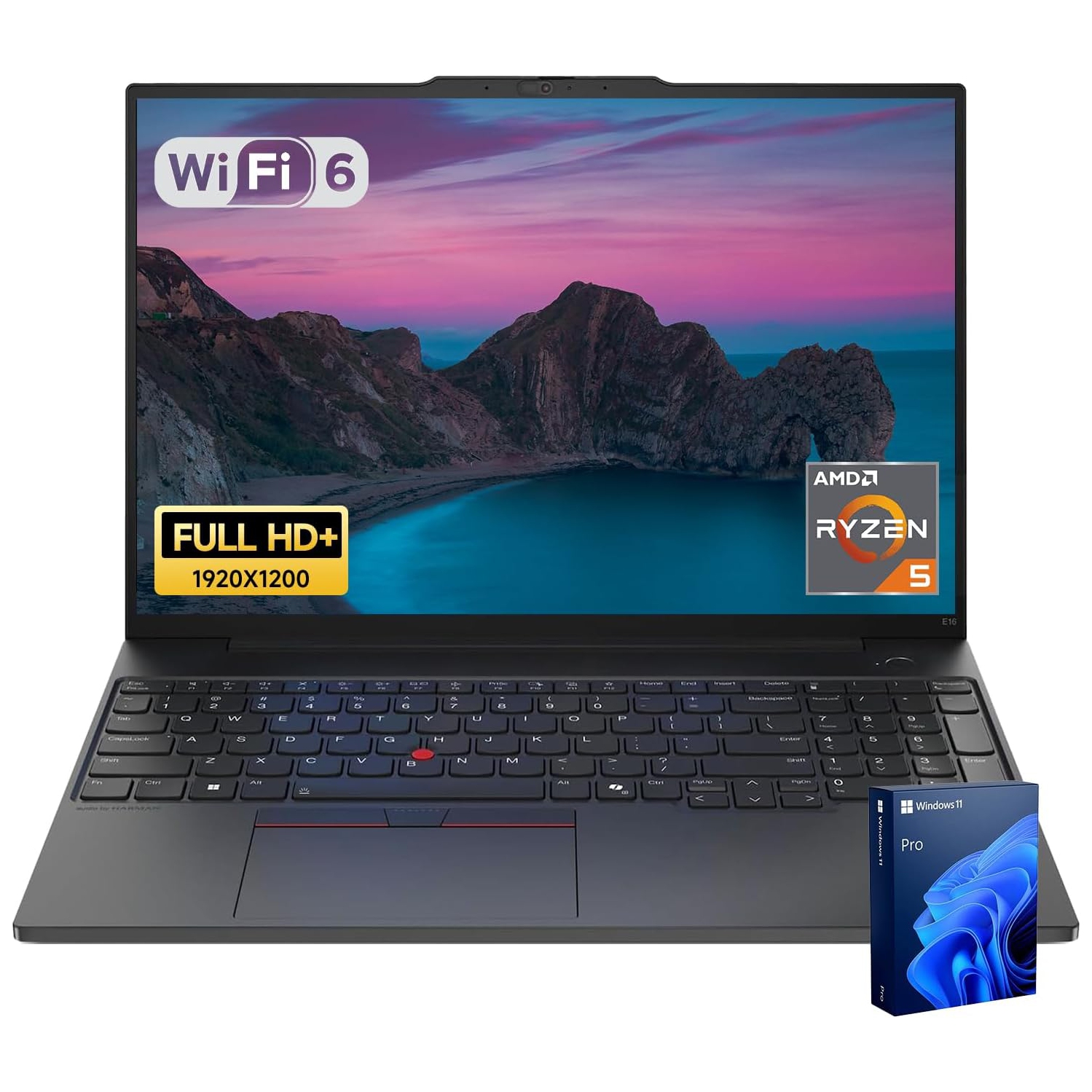 Lenovo ThinkPad E16, 16" FHD+ 1920x1200, Ryzen 5 7535U, 32GB DDR5 RAM, 1TB SSD, FP Reader, IR Cam, Backlit KB, Wi-Fi 6, Win 11 Pro, Black