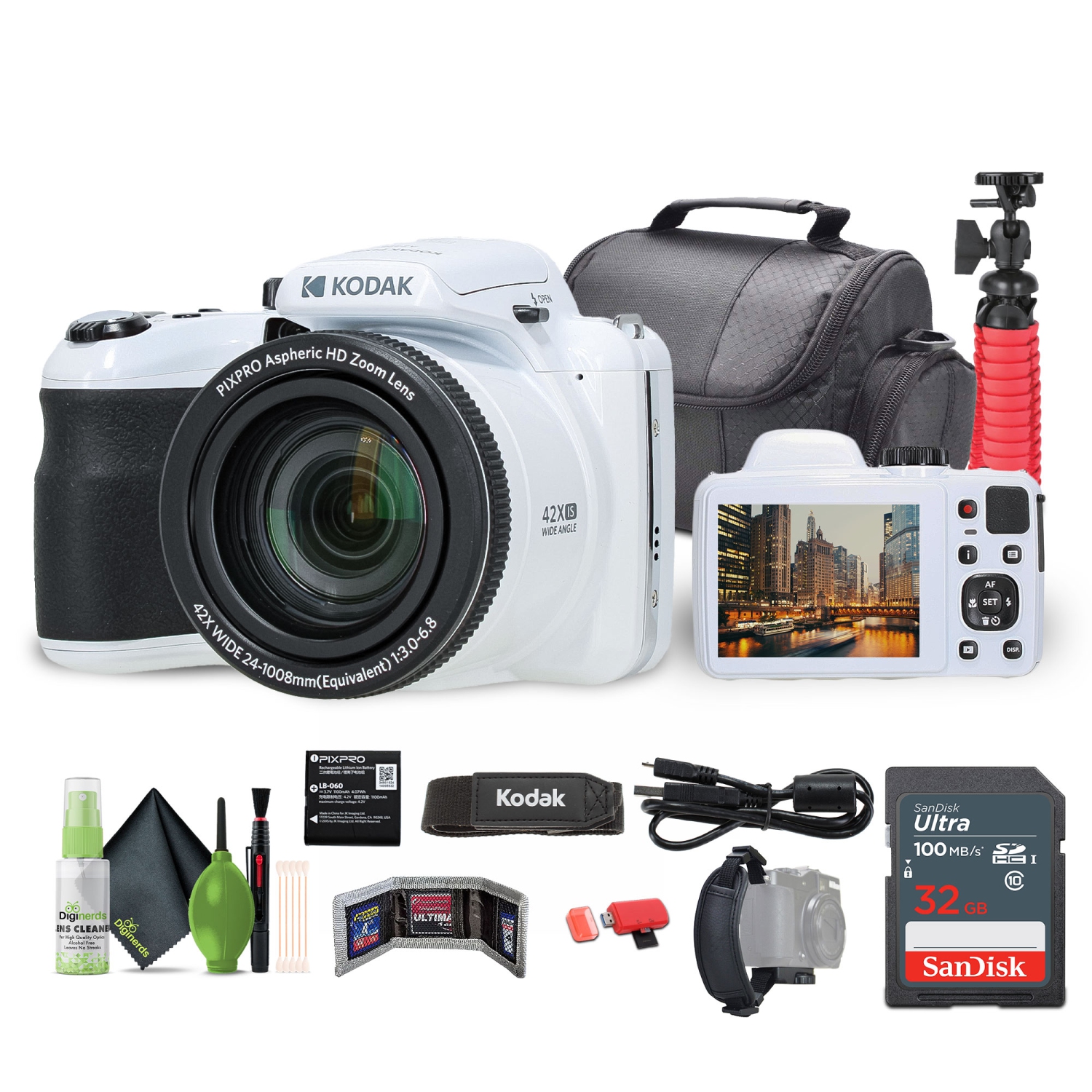 KODAK PIXPRO AZ425 20MP Digital Vlogging Camera +32GB Memory Card + More