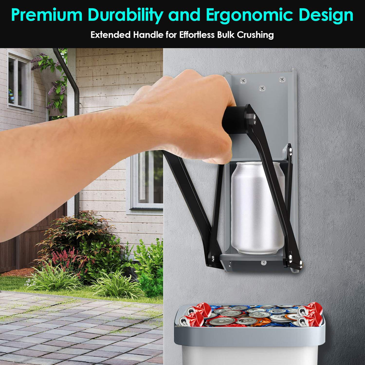 Can Breaker, 16 oz Wall Mounted Home Dispensing Can Breaker Smasher Beer Drink Cans Crushing Recycling Tool