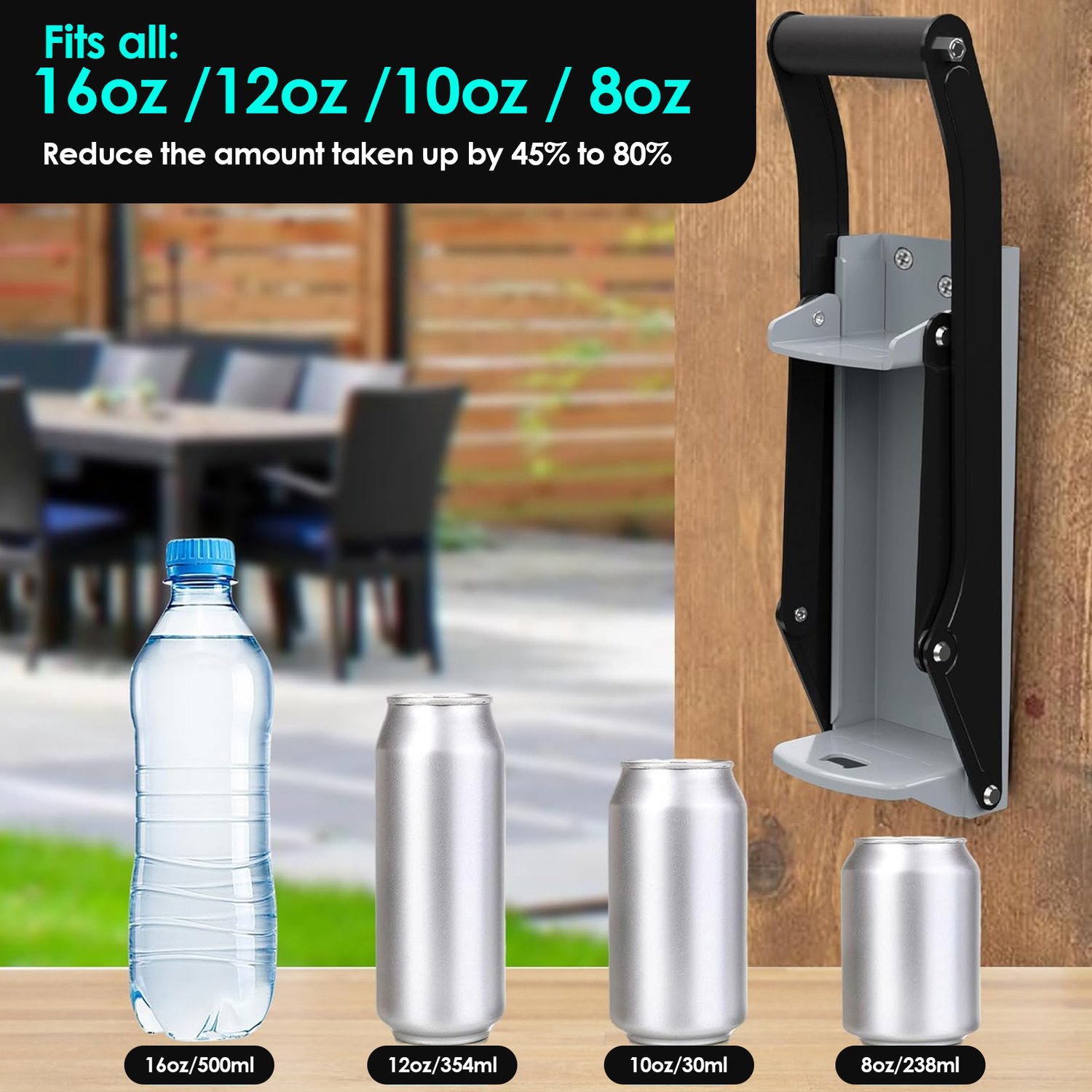 Can Breaker, 16 oz Wall Mounted Home Dispensing Can Breaker Smasher Beer Drink Cans Crushing Recycling Tool