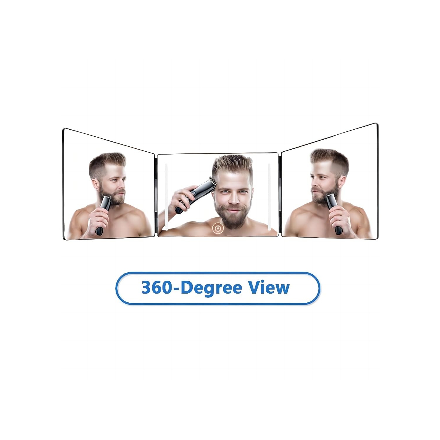 Miroir LED à trois plis, miroir à 360 degrés pour la coupe des cheveux, miroir à trois volets portatif pour les voyages, chambres à coucher, salle de