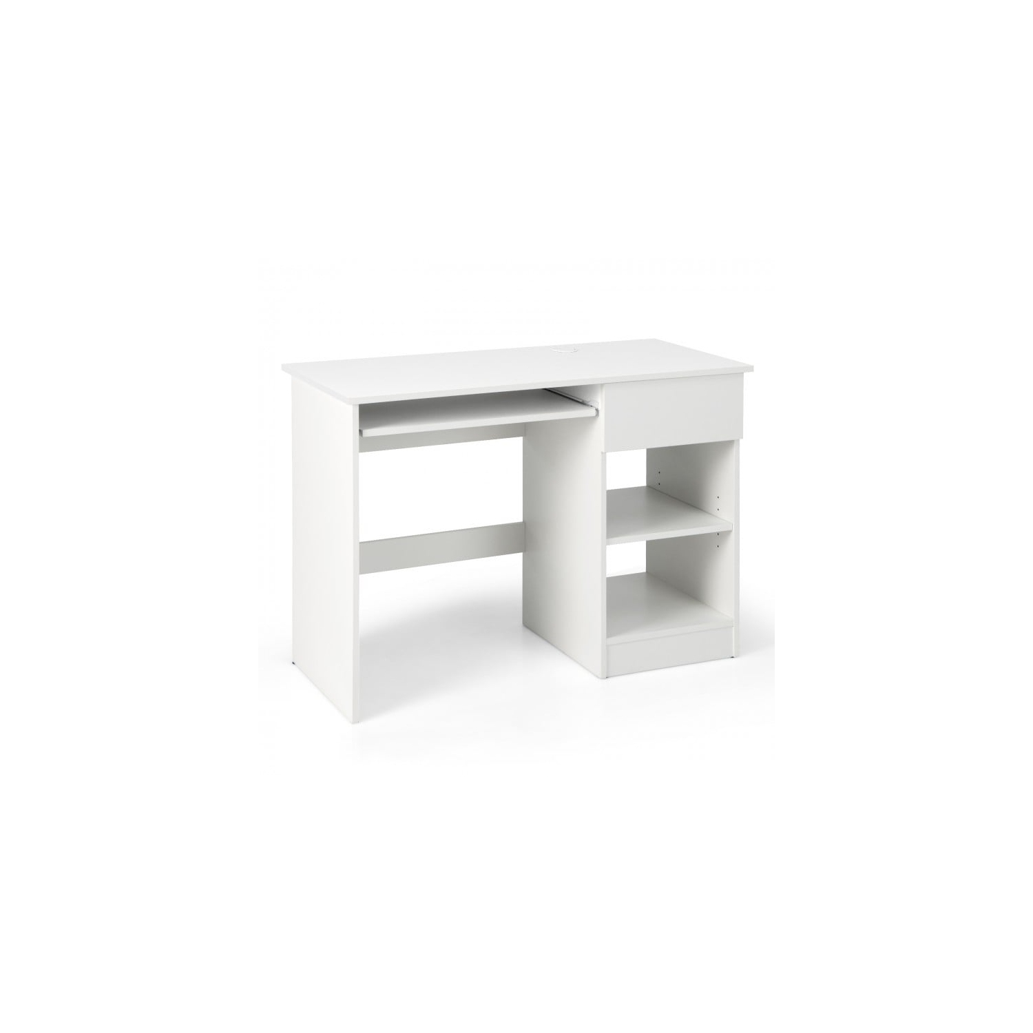 Bureau d'ordinateur en bois avec support pour unité centrale, espace de travail spacieux pour le bureau ou la maison